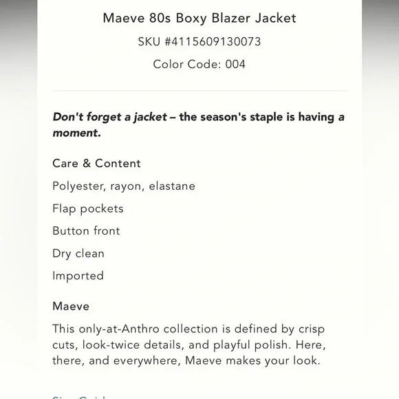 NWT Anthropologie Maeve 80 s boxy blazer jacket - Picture 6 of 10